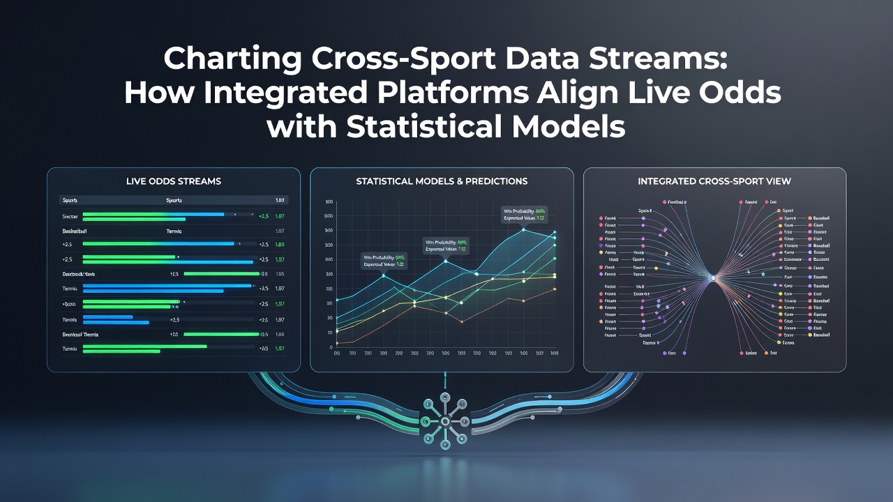 Statistical model outputs showing cross-sport sequence probabilities and live odds overlays