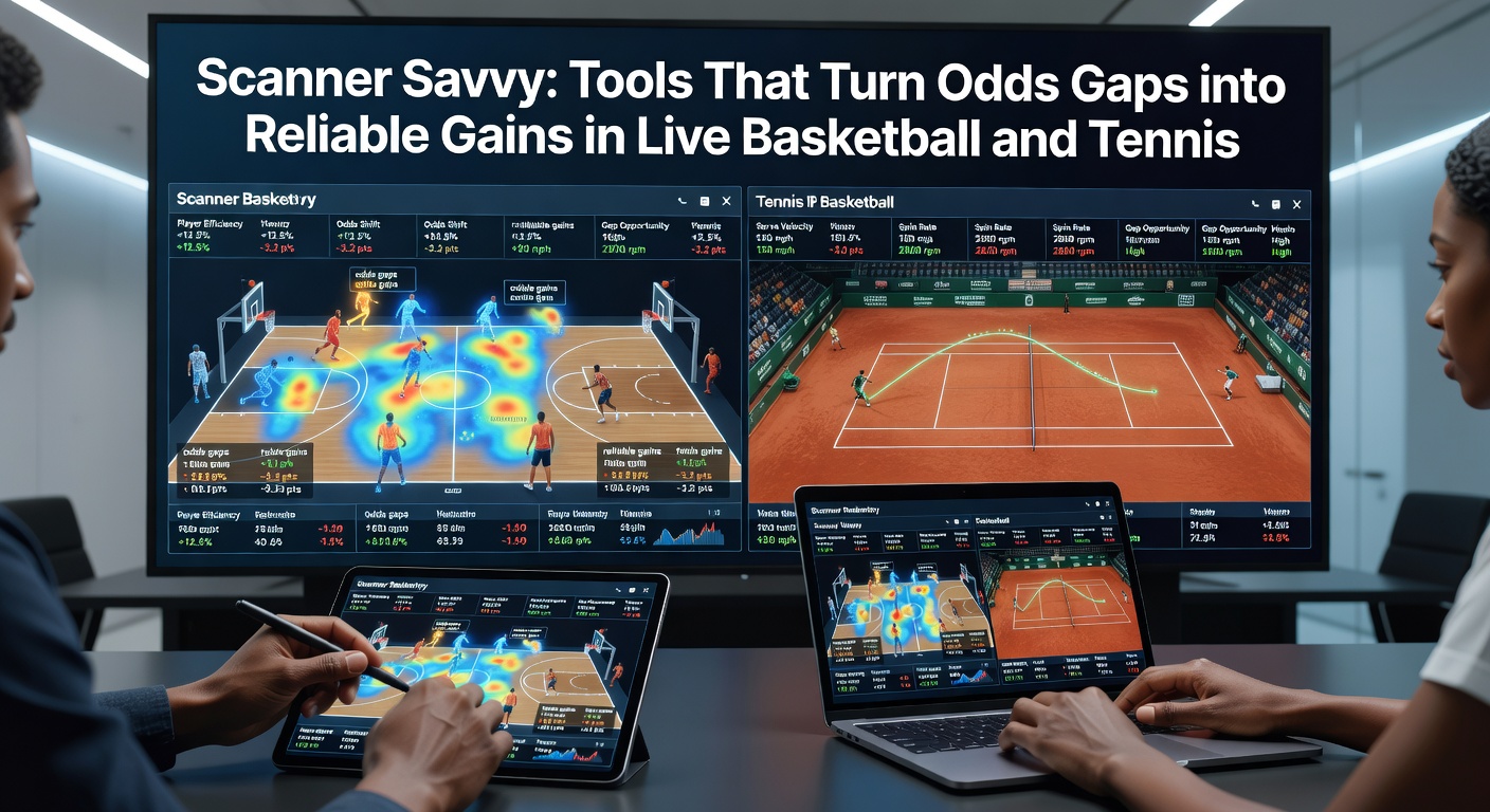 Digital dashboard displaying real-time odds scanner interface highlighting arbitrage opportunities in a live basketball game